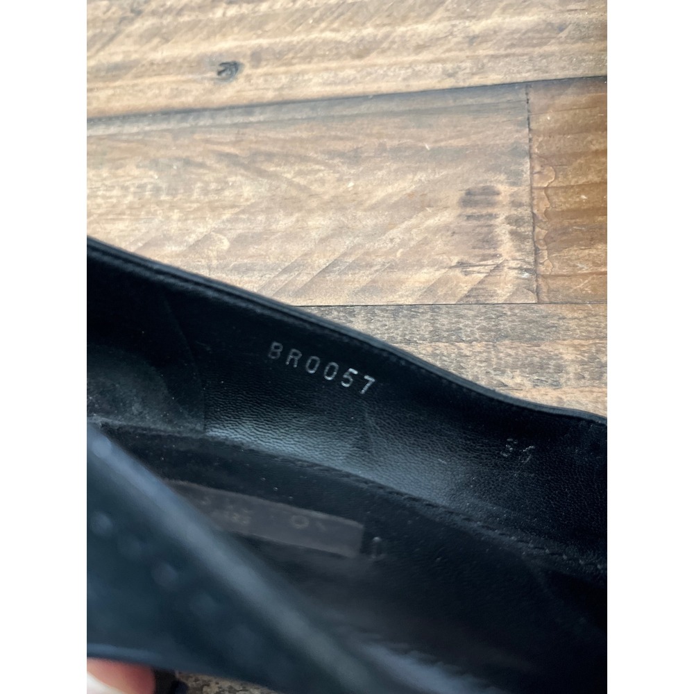 Louis Vuitton Black Suede Kitten Heel Loafers Silver LV Logo Buckle BR0057 Sz 6 - Picture 7 of 10